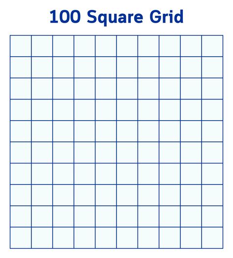 100 Square Grid Printable